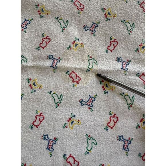 Vintage baby blanket unisex swaddle burp cloth fabric material animal duckling p - Picture 3 of 3